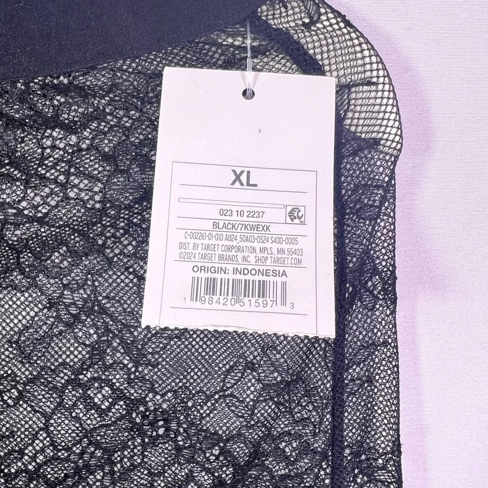 Auden Intimates Black Floral Lace Sheer Maxi Skirt Womens XL New NWT